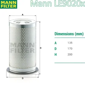 Lọc tách dầu LE9020x Mann filter cho máy nén khí