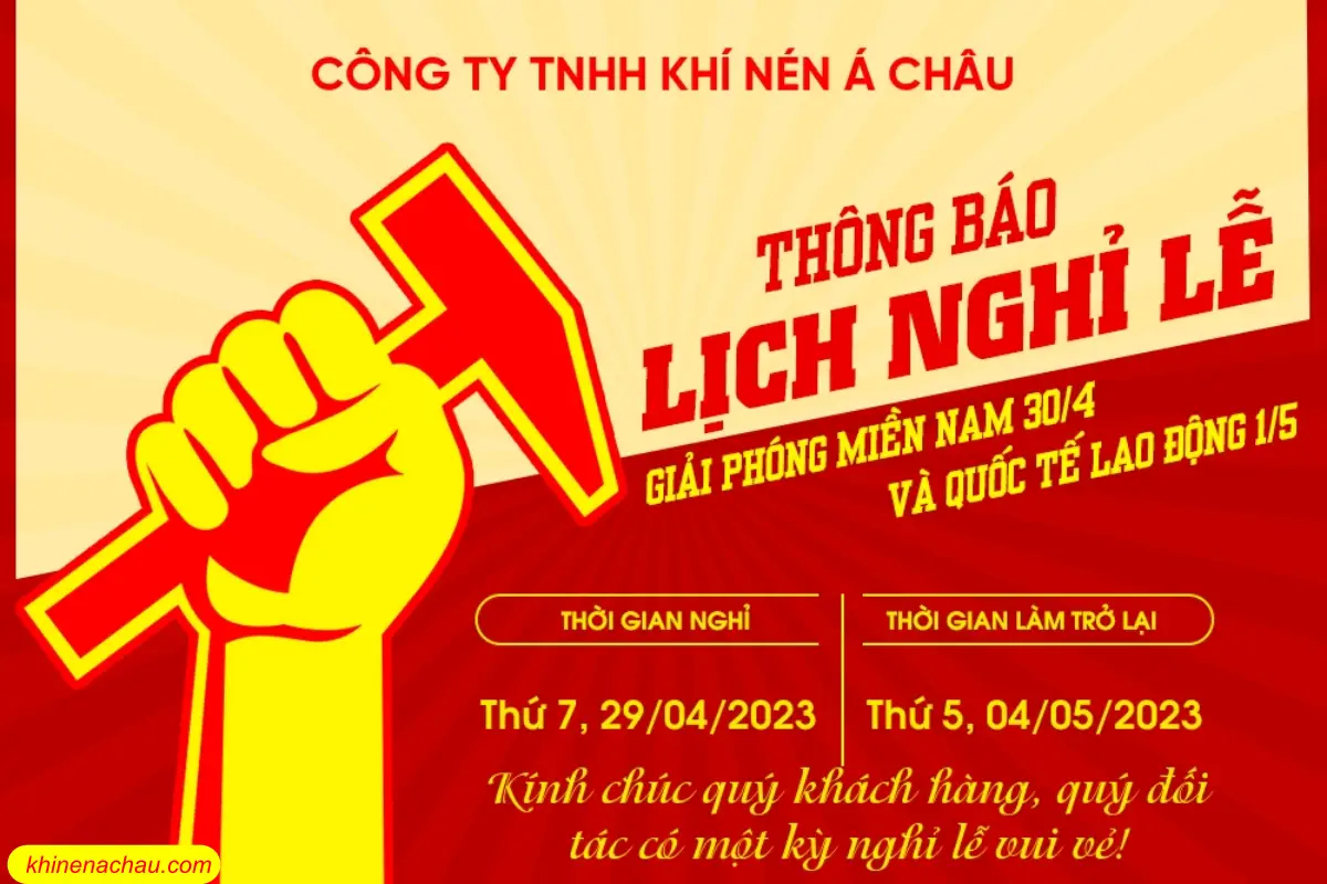 Thông báo lịch nghỉ lễ 30/04 - 01/05/2023