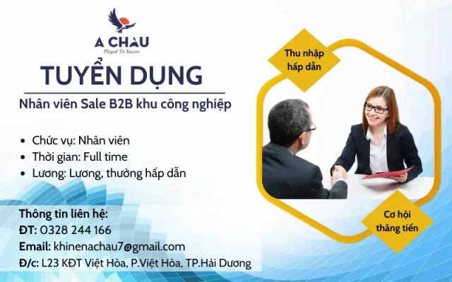 Tuyển sale B2B khu công nghiệp